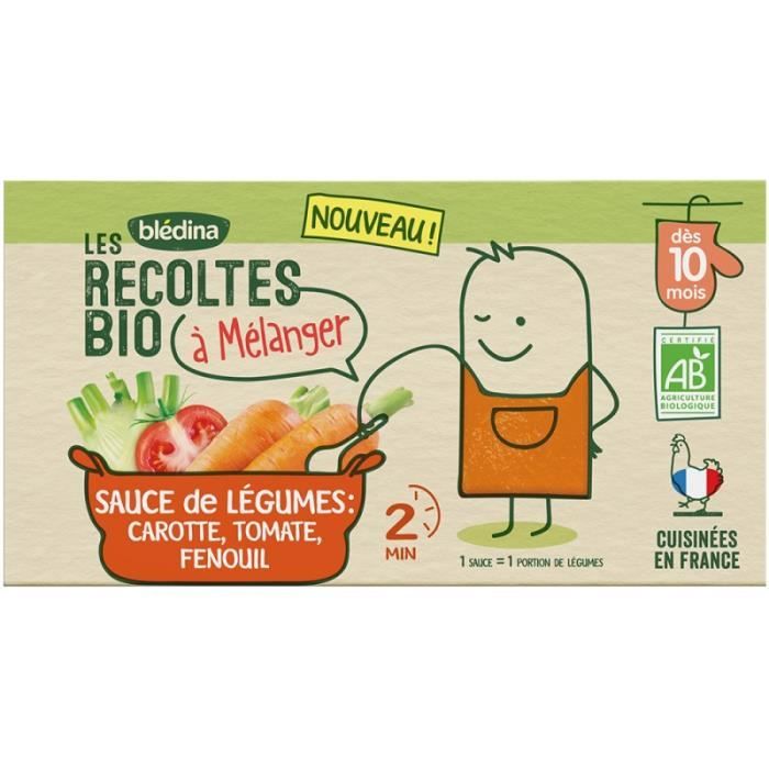 Bledina Les Recoltes Bio A Melanger Sauce Pour Bebe Des 10 Mois Carotte Tomate Fenouil 2x150g Achat Vente Plats Cuisines Bledina Les Recoltes Bio A Melanger Sauce Pour Bebe Des