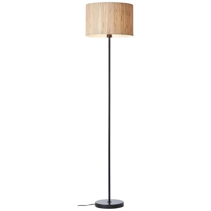 Lampadaire - Brilliant - WIMEA - E27 1x52W - 161 5 x 38 cm - noir et naturel - métal et jonc de mer