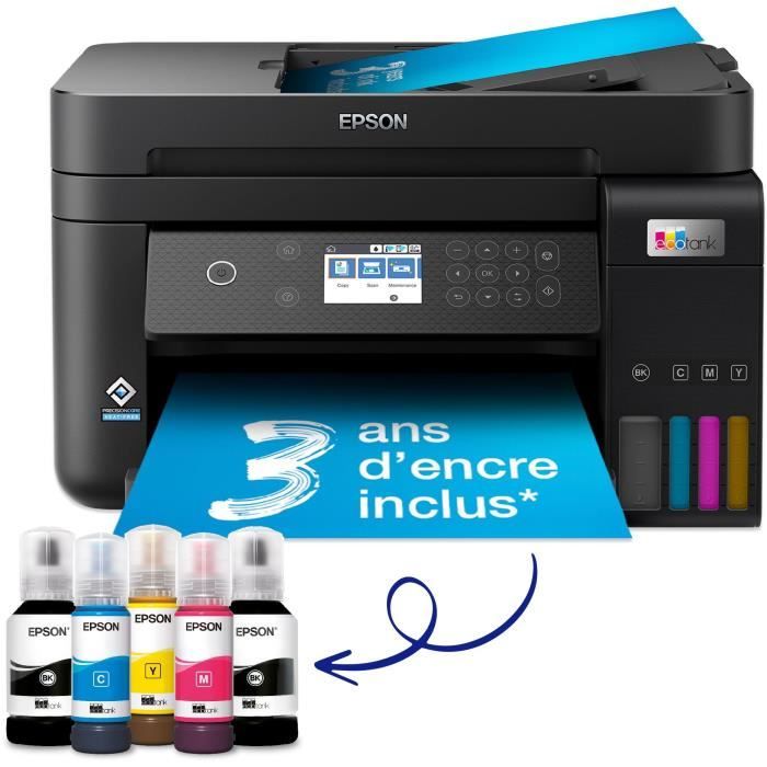 Imprimante Multifonction 3-en-1 - EPSON - Ecotank ET-3850 - Jet d'encre - A4 - Couleur - Wi-Fi