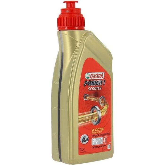 CASTROL Huile-Additif Power 1 Scooter 4T - Synthetique / 5W40 / 1L