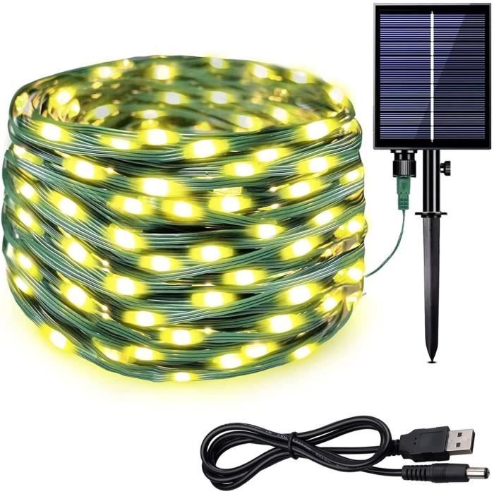 Guirlande Solaire Extérieure 15m - 25 LED 8 Modes IP65 USB