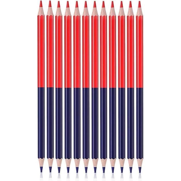 Pochette De 12 Crayons Bicolores Bleu-Rouge MAXI Milan - Forme Triangulaire, Mine 5mm, Bois Durable