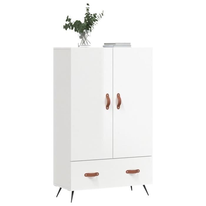 Buffet haut - CUQUE - A828206 - Bois dingénierie - Métal - Blanc brillant - 695x31x115 cm