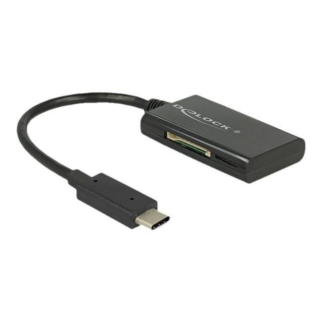 DeLOCK USB 3.1 Gen 1 Card Reader USB Type-C male 4 Slots - Lecteur de carte - tout-en-un (MMC, SD, miniSD, RS-MMC, TransFlash, MMCmobile, microSD, MMCmicro, SDHC, miniSDHC, microSDHC, SDXC, microSDXC, SDHC UHS-I, microSDHC UHS-I) - USB-C