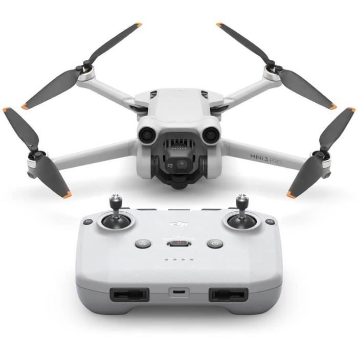 Mini drone DJI Mini 3 Pro Controller - Blanc et gris - Portée +1000m - Caméra 4K - Autonomie 34 min
