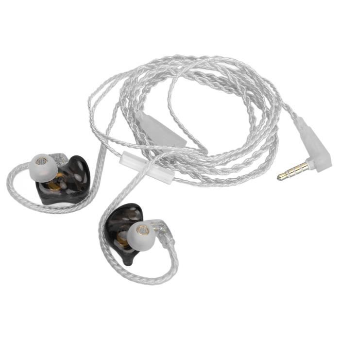 Duokon Écouteur filaire KZ‑DQ6 Écouteurs HiFi Stéréo Antibruit Écouteurs Filaires avec Câble Détachable pour Gaming Sport