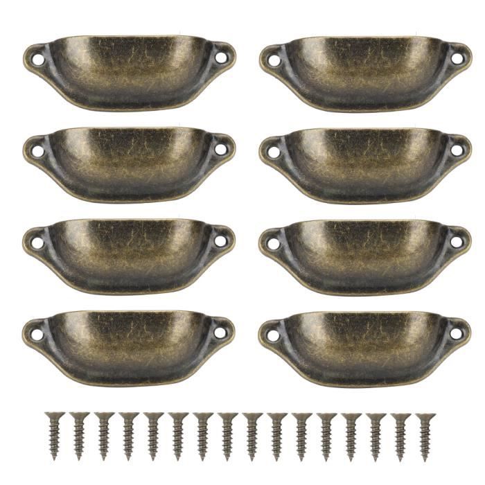 Lot De 10 Poignées De Tirage Vintage Forme Coquille - Finition Antique Laiton - Pour Meubles De Cuisine