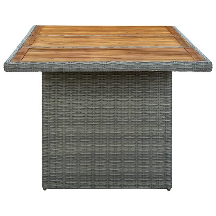 table de jardin - ej.life - gris clair - résine tressée et bois d'acacia - contemporain - extérieur