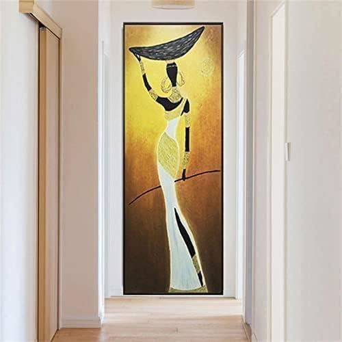 Tableau peinture à l'huile fille africaine moderne toile abstraite décoration murale de la maison- 40x50cm (sanscadre) - Maison