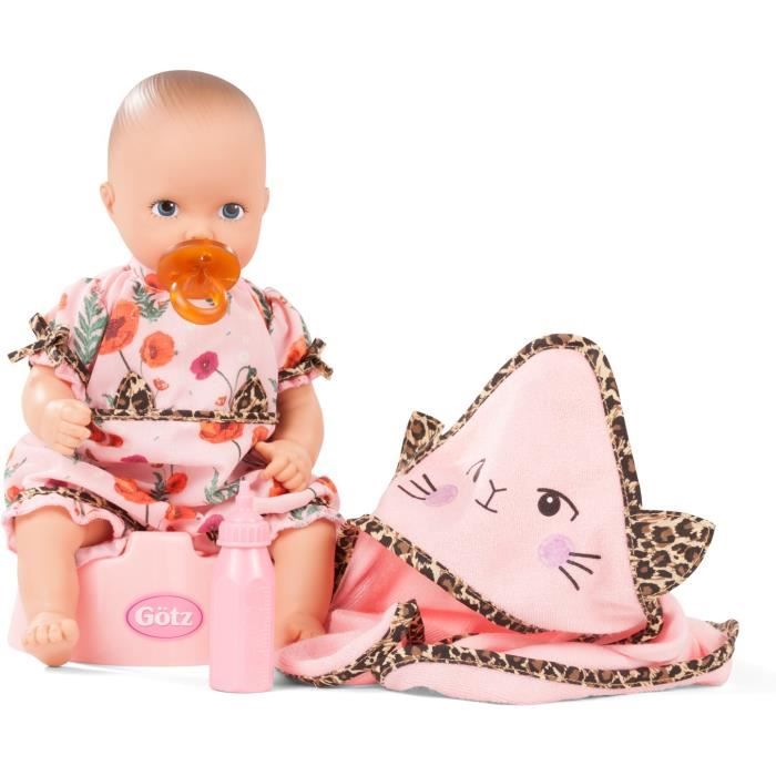 Götz 2453054 Aquini Girl Urban Stripes Doll - 33 cm badpop zonder haar met bruin geschilderde ogen - 6-delige set - babypop vanaf 18 maanden