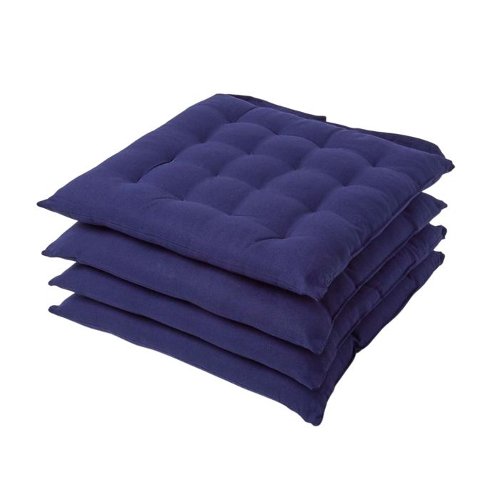 Lot de 4 galette de chaise Capitonnée 40 x 40 cm Bleu Marine Lot de 4 galette de chaise Capitonnée 40 x 40 cm Bleu Marine
