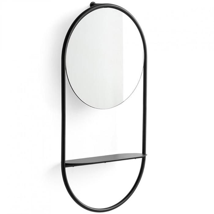Miroir Mural Ovale 120x40 Cm Avec Cadre Métallique Noir | Miroir Décoratif Pour Salon, Chambre Et Salle De Bain - 12
