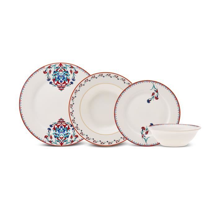 Service de Table - KARACA - Nakkas - 24 Pièces - Porcelaine - 6 Personnes