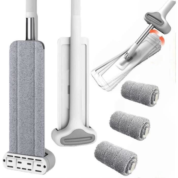 Mini Serpillère Pliante Avec Essorage - Balai Éponge Portable Pour Bureau, Cuisine, Salle De Bain - 3 Têtes De Rechange Incluses
