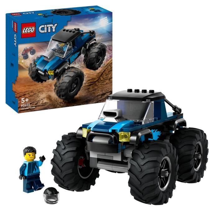 LEGO® 60402 City Le Monster Truck Bleu, Jouet Camion Tout-Terrain et Minifigurine de Conducteur, Cad