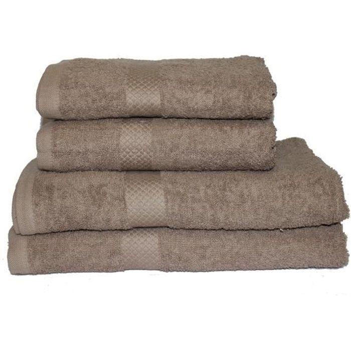 Lot de 3 serviettes de toilettes 50 x 90 cm 100% coton, 500 Gr/m² - Taupe
