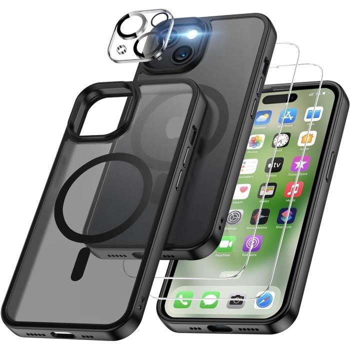 Coque Magnétique IPhone 17 Pro Max Transparente - 5 En 1 Avec 2 Verres Trempés + 2 Protections Caméra - Compatible MagSafe