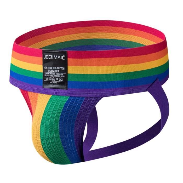 JOCKMAIL Sousvêtement sexy pour homme Arcenciel Couleur assortie Ceinture large String taille