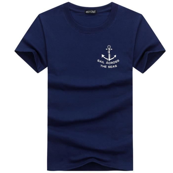 Tee shirt homme pas cher Grande taille Ancre impression Couleur pure Rouge Polo Hommes VêTement