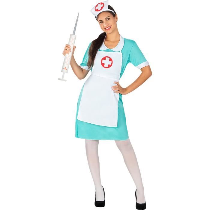 Déguisement infirmière femme - Funidelia - 121061 - Robe, tablier et bonnet - Bleu - Taille L-XL