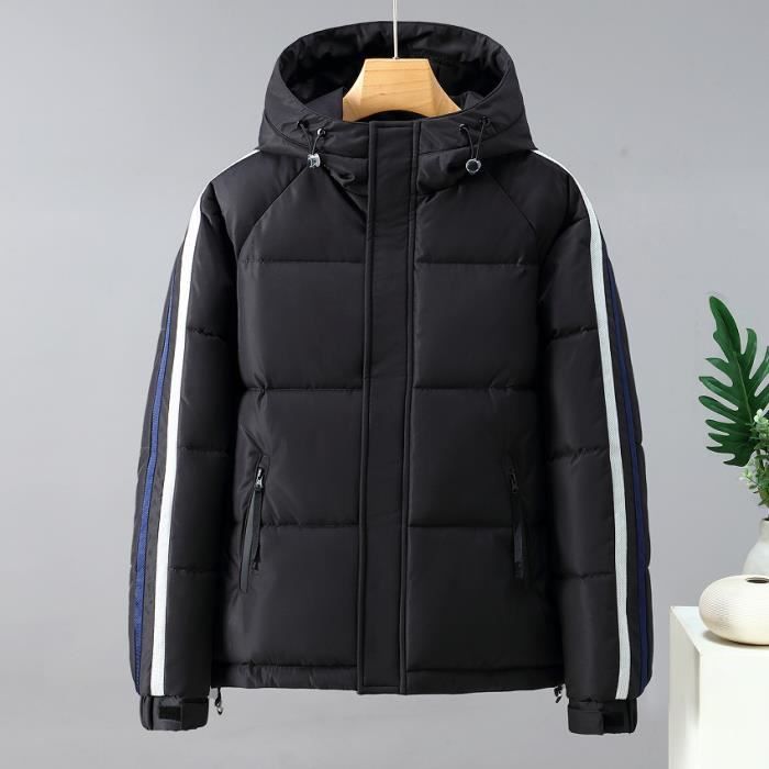 Doudoune Homme Hiver Chaude Epais Manches Longues avec Capuche - Noir Noir - Cdiscount Pr??t-?�-Porter