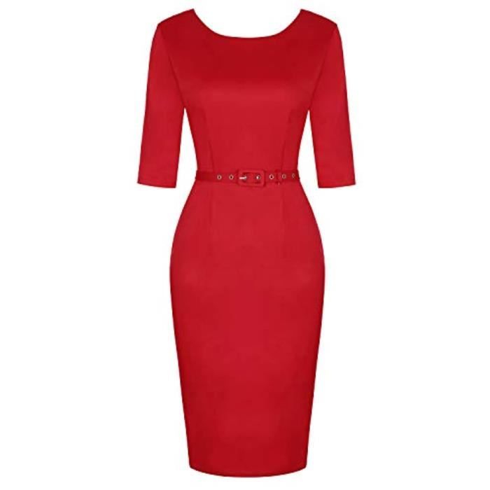 Robe Jsuwu Des Annees 1950 Vintage 3 4 Manches Formelle Cocktail Robe Fourreau Retro Avec Ceinture Taille 40 Rouge Achat Vente Robe De Ceremonie Cdiscount