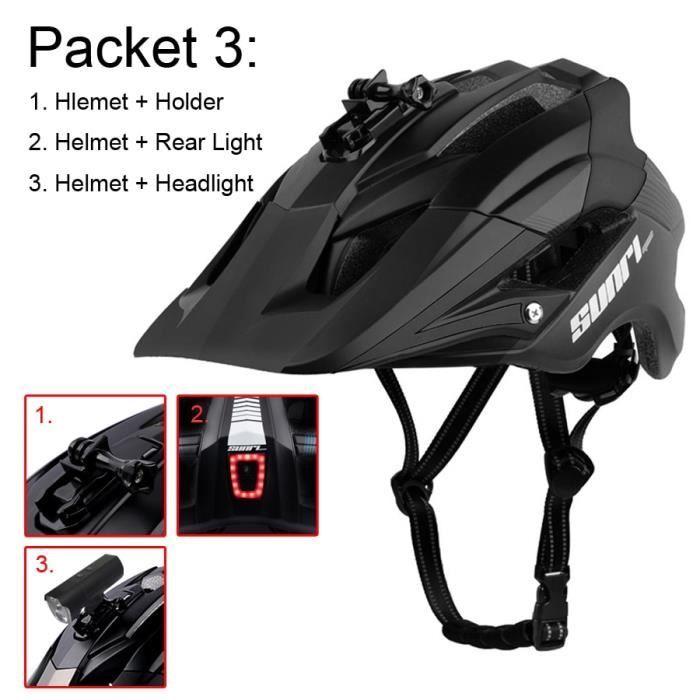 Casque de vélo avec lumière LED rechargeable - Black packet 3