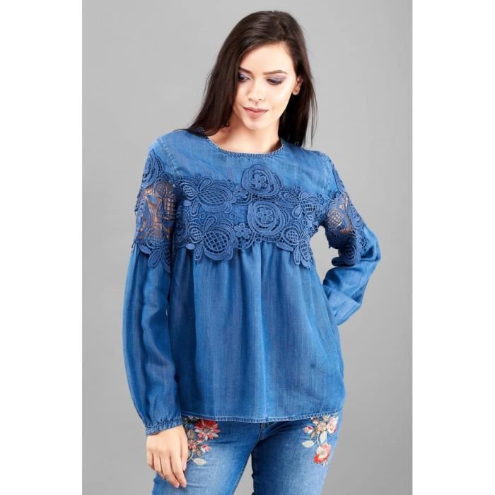Blouse Femme en Jeans River Woods Manches Longues Col Rond