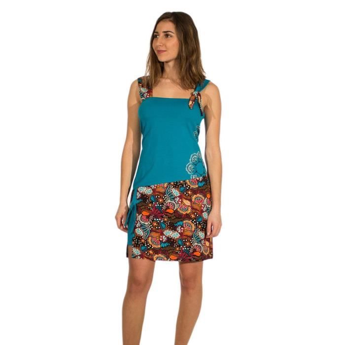 Coline Robe ethnique bretelles Petrole Cdiscount Pr t Porter