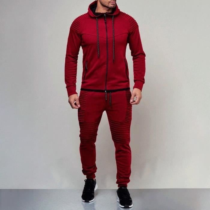 Ensemble de survêtement - Marque - Homme - Rouge - Manches longues