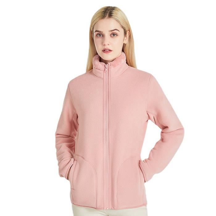 Veste Femme,Veste Polaire à Fermeture éclair Intégrale Col Montant,Veste  Polaire Femme Double Face Antistatique-Rose Rose - Cdiscount Sport