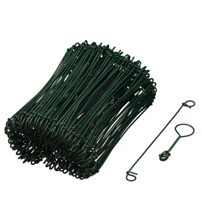 NATURE Lot de 200 Liens à boucle en acier galvanisé plastifié naturellement vert - (L16 cm x Ø14 mm)