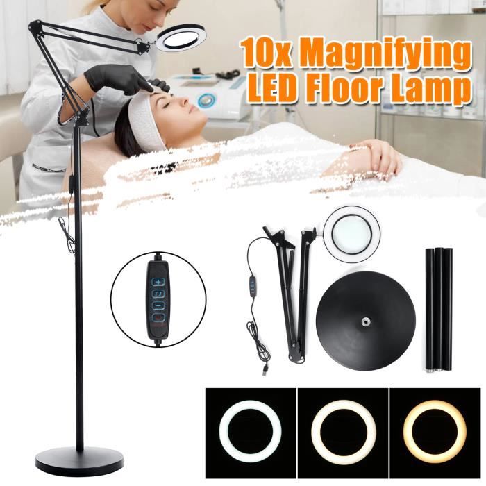 Lampe Loupe Sur Pied 10X/20X - 72 LED Réglable - Col De Cygne Flexible - Idéale Pour Bricolage Et Lecture