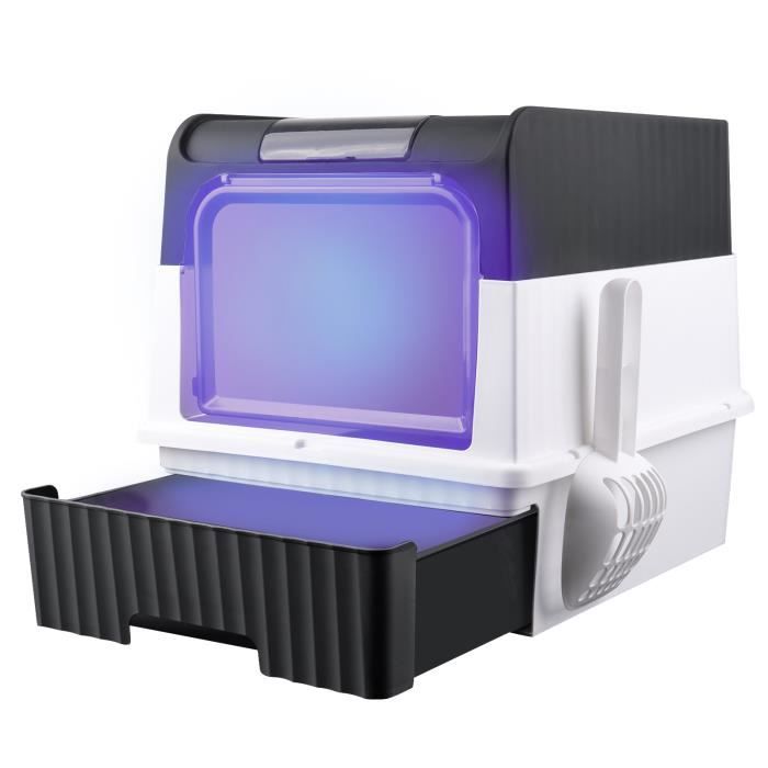 Comparer les prix de Bac à Litière pour Chat - Stérilisation et Désodorisation aux Ultraviolets - Noir