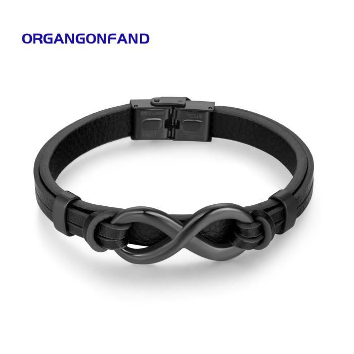 Bracelet homme personnalité rétro 8 caractères titane acier microfibre