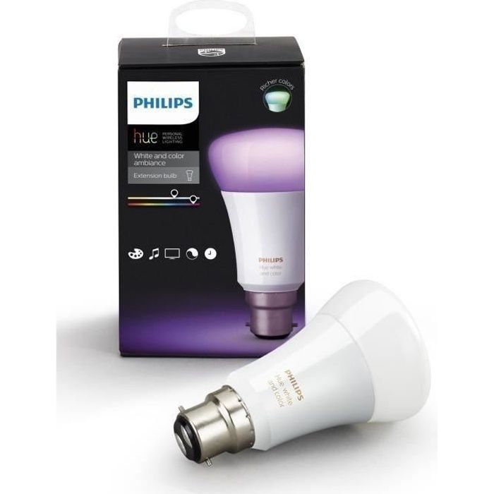 Fonctionne avec Alexa Philips Hue Ampoule LED Connectée White Filament B22 Forme Standard Compatible Bluetooth 