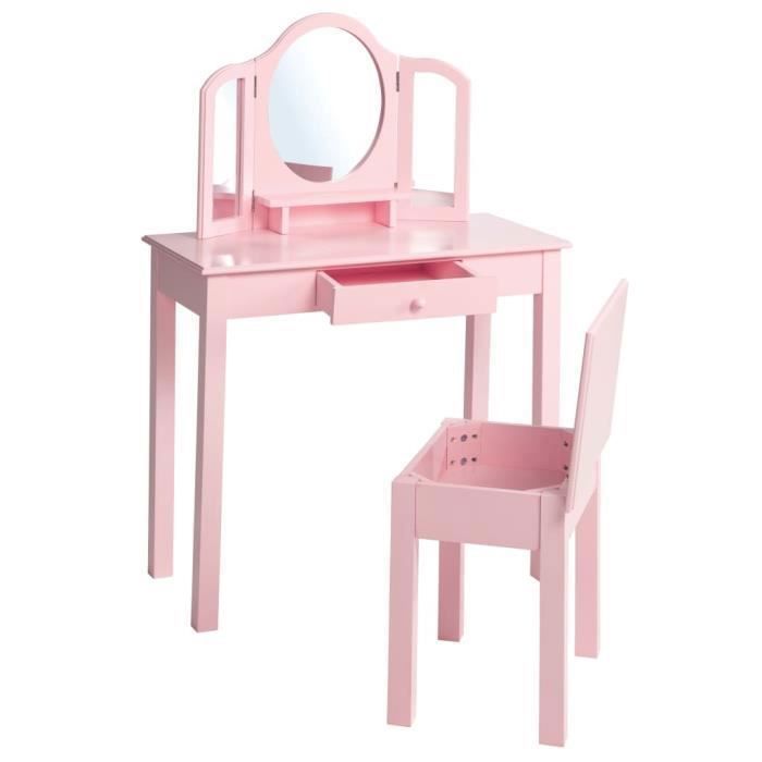 ROBA Coiffeuse Enfant avec 3 Miroirs et Tabouret - Rose ROBA Coiffeuse Enfant avec 3 Miroirs et Tabouret - Rose