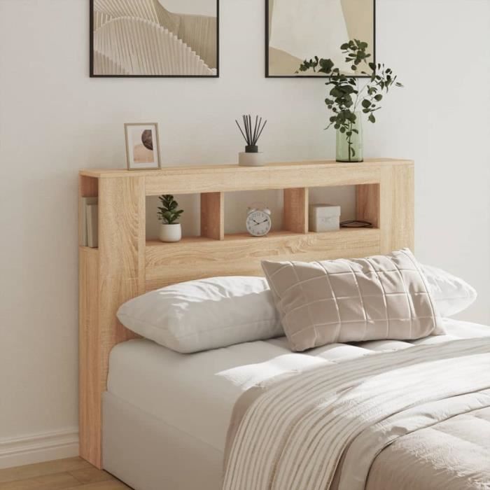 Tête de lit à LED chêne sonoma 140x185x1035cm bois ingénierie - SALALIS - SP4953