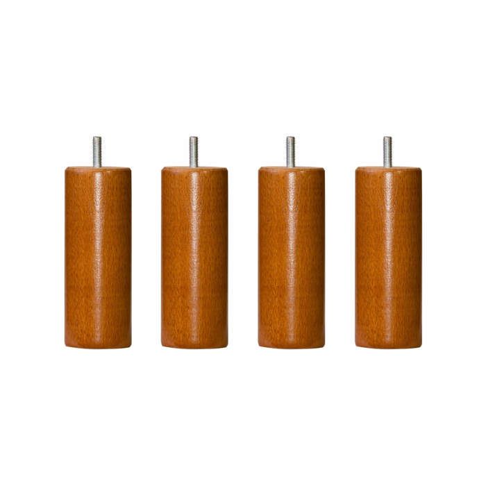 4 pieds cylindriques bois merisier 20 cm - Marron - Fabriqué en France - Someo