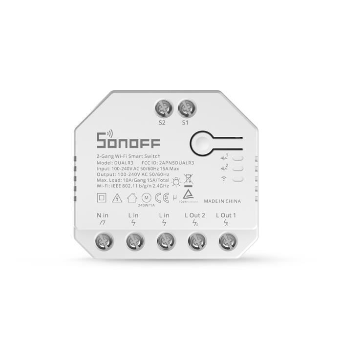 SONOFF DUALR3 Module à double relais DIY MINI Contrôle des compteurs d'électricité par interrupteur intelligent via eWeLink Alexa