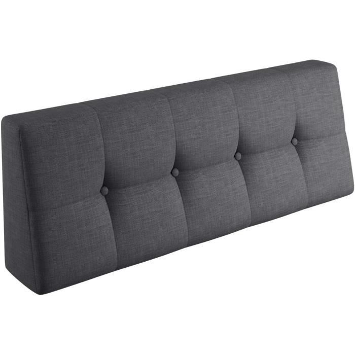 Coussin Dossier Pour Palette Sunnypillow - 60x40x20/10 Cm - Housse Polycoton - Rembourrage Mousse Froide - Gris