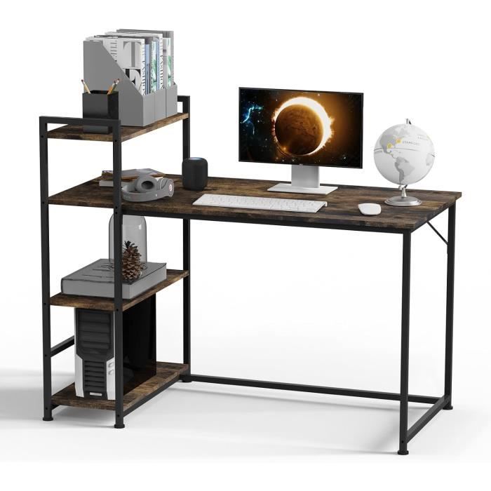 ODK Bureau Gaming Angle, 127x127cm Bureau Gaming Avec Support Pour Moniteur, Table En L Pour Le Travail à Domicile Et Gaming, Marron Vintage