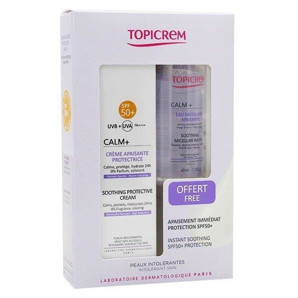 Topicrem Calm+ Coffret Crème Apaisante Protectrice SPF50+ 40ml + Eau ...