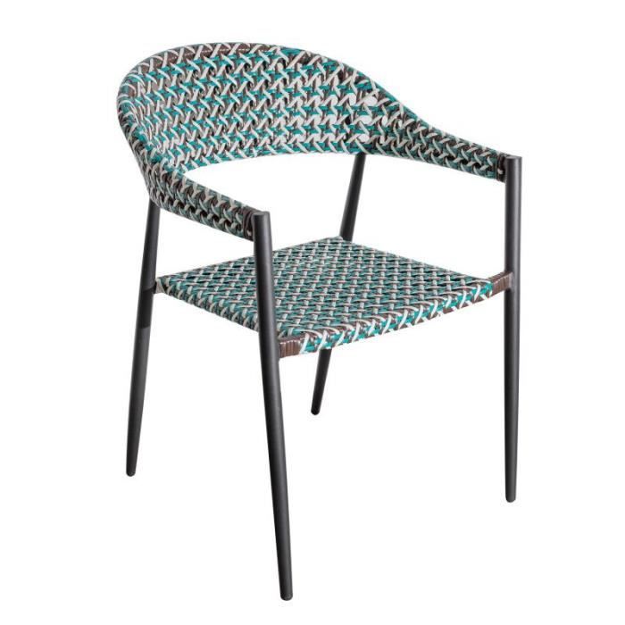 chaise de jardin aluminium/ blanc-bleu-marron - cadiz - l 56 x l 59.5 x h 81