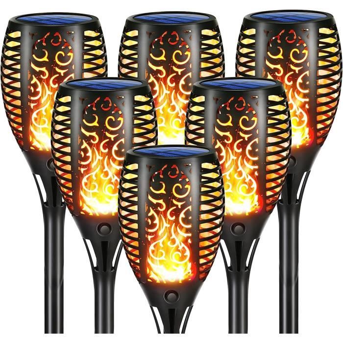 2 Lanternes Solaires à Flamme Vacillante - IP65, étanches, Avec Détecteur Crépusculaire, Pour Extérieur - 2