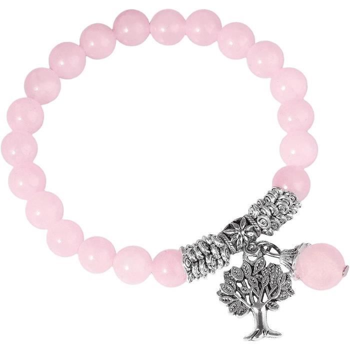 Bracelet Extensible En Perles Naturelles De Conque Lobatus Rose - Réglable, Reiki, Chakra - Fait Main