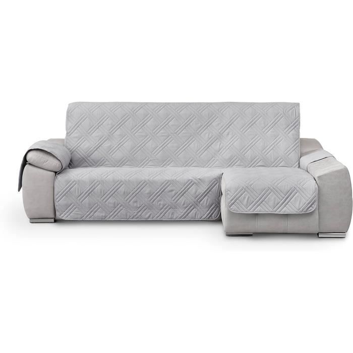TEXTIL-HOME Housse De Canapé Adele Protection Rembourrée Angle Droit 200cm - Grey