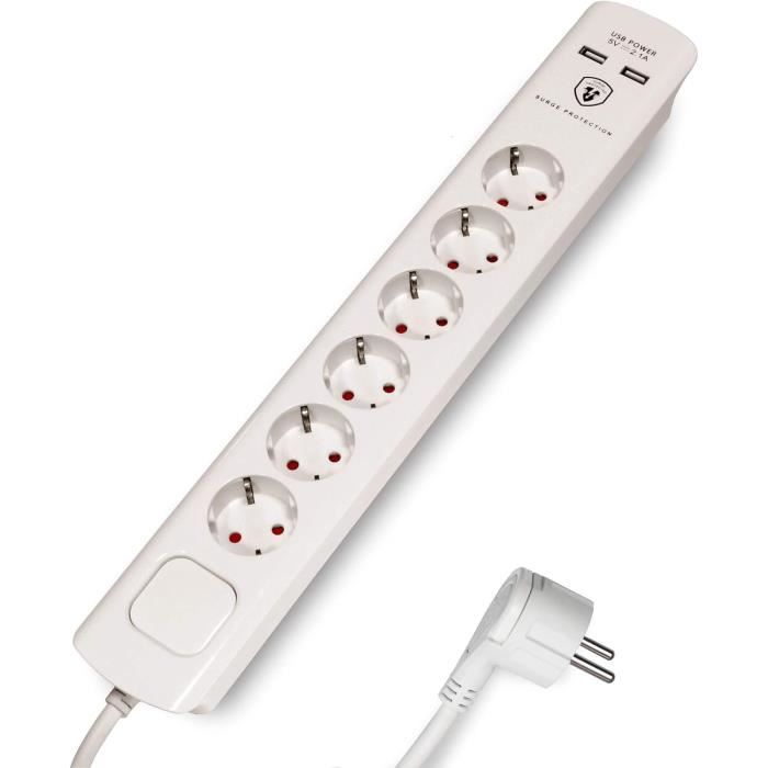 Md000633 Multiprise 6 prises avec câble USB 3M[D2428] - Cdiscount Bricolage