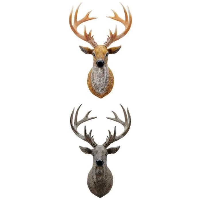 Gresonic Tête De Cerf Murale 3D En Métal Et Résine - Déco Imperméable Style Rustique - À Assembler