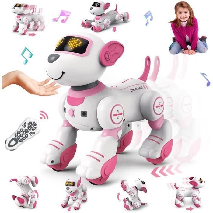 VATOS Robot Chien Télécommandé Rose Enfants Interactif Chien